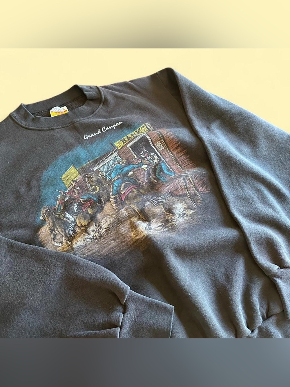 Vintage Grand Canyon Cowboy Sweatshirt Faded Black XL Made in USA